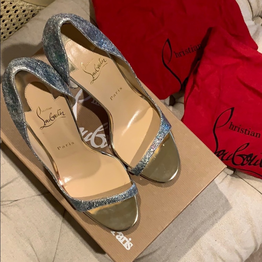 NWT Christian Louboutin Toboggan 100 Glitter
